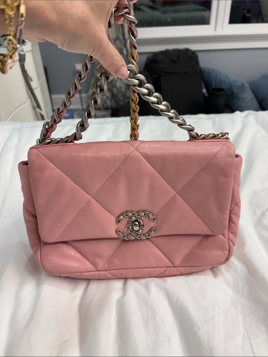CHANEL Handbags - CHANEL Pink medium 19 flap Quilted Leather Shoulder Bag with Chain Strap